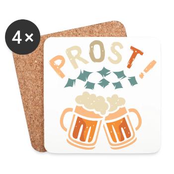 PROST! – Bavarian-style foam beer mugs - Coasters (set of 4) - white - Front