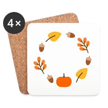 Autumn Forest Circle Design - Coasters (set of 4) - white - Front