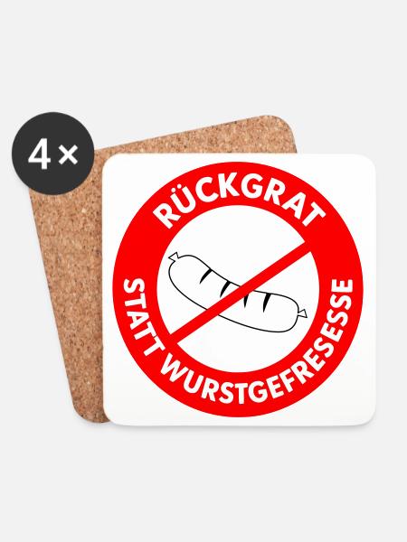 Rückgrat statt Wurstgefresse! WUNSCHFARBEN Wurst2 - Untersetzer (4er-Set) - Weiß