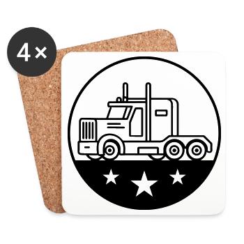 Logo du chauffeur de camion camionneur - Dessous de verre (lot de 4) - blanc - Devant