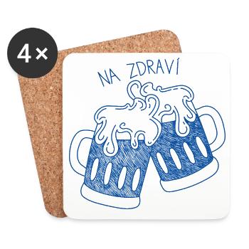 Beer glasses with cheers - Coasters (set of 4) - white - Front