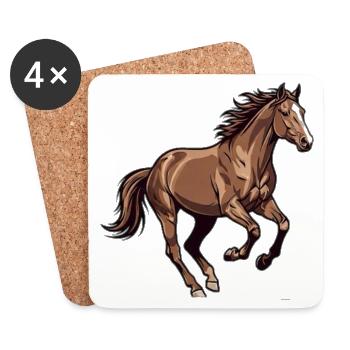 Eleganter Galoppender Wildpferd - Untersetzer (4er-Set) - Weiß - Vorne
