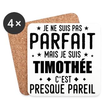 Timothée: authentic, imperfect, top, perfection - Coasters (set of 4) - white - Front