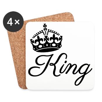 Königliche Krone mit Königstext-Design - Untersetzer (4er-Set) - Weiß - Vorne