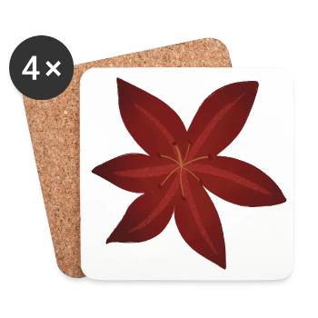 Elegant Red Lily Blossom Design - Coasters (set of 4) - white - Front