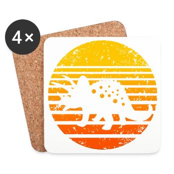 Prehistoric Dino Sunset Illustration - Coasters (set of 4) - white - Front