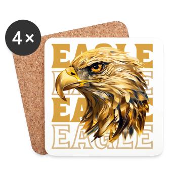 Eagle Head Gold Bird of Prey Bird Animal Nature - Coasters (set of 4) - white - Front
