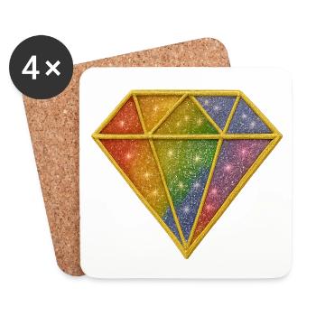 Rainbow Glitter Diamond Patch - Coasters (set of 4) - white - Front