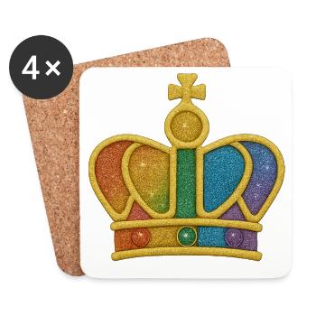 Rainbow Glitter Crown Design - Coasters (set of 4) - white - Front