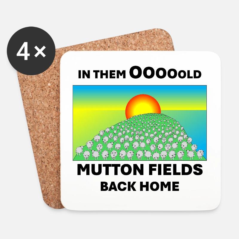 Mutton fields back home - Coasters (set of 4) - white