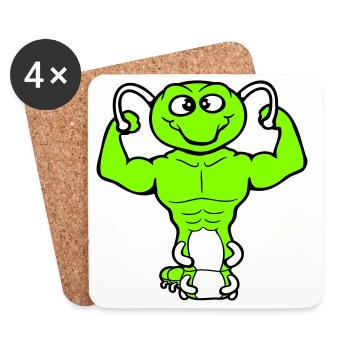 Caterpillar Bodybuilder Musculation Strong Fitness Gym - Dessous de verre (lot de 4) - blanc - Devant
