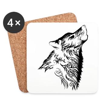 Tribal Wolf Nordic Tattoo - Coasters (set of 4) - white - Front
