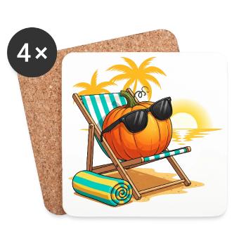 Autumnal pumpkin lounge with sunglasses - Coasters (set of 4) - white - Front
