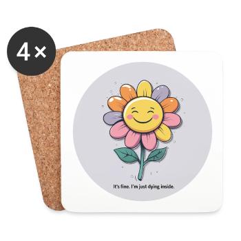 Fleur gaie - Dessous de verre (lot de 4) - blanc - Devant
