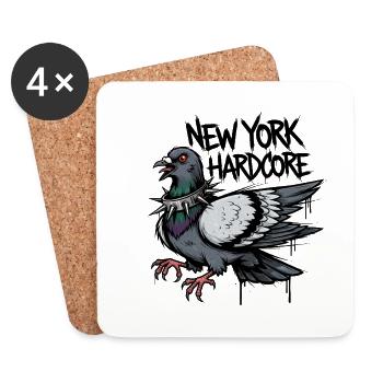 New York Hardcore Pigeon Design - Coasters (set of 4) - white - Front