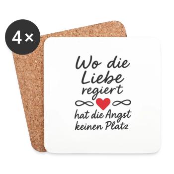 Citation d'amour et de peur en noir et rouge - Dessous de verre (lot de 4) - blanc - Devant