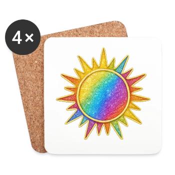 Motif éclatant de soleil arc-en-ciel - Dessous de verre (lot de 4) - blanc - Devant