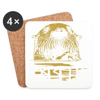 Modern calligraphy otter illustration - Coasters (set of 4) - white - Front