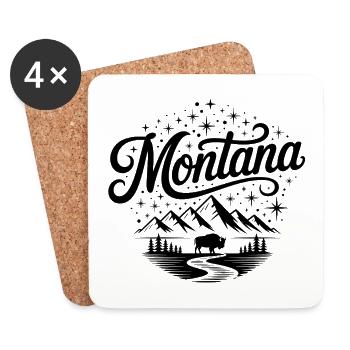 Montana - Souvenir USA State Design - Untersetzer (4er-Set) - Weiß - Vorne