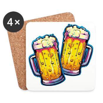 Bier Comic Bierglas - Untersetzer (4er-Set) - Weiß - Vorne