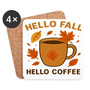 Autumnal coffee motif with leaves - Coasters (set of 4) - white - Front