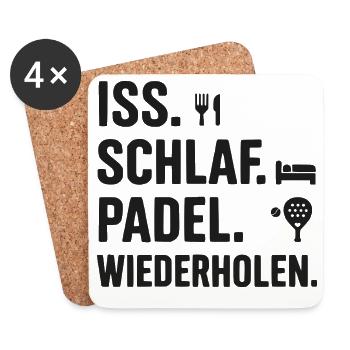 Padel Lifestyle – Iss Schlaf Wiederhol | Spieler - Untersetzer (4er-Set) - Weiß - Vorne