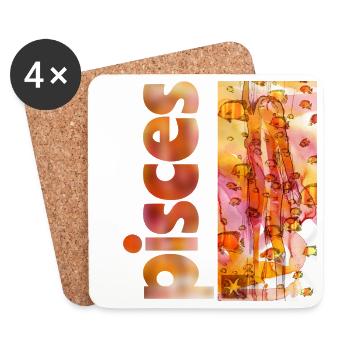 Zodiac sign Pisces - Coasters (set of 4) - white - Front