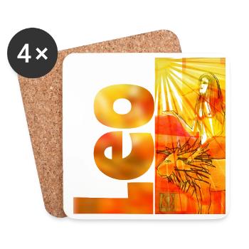 Signe du zodiaque Lion - Dessous de verre (lot de 4) - blanc - Devant