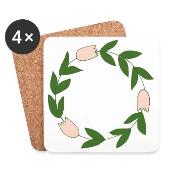 Elegant flower wreath with delicate blossoms - Coasters (set of 4) - white - Front
