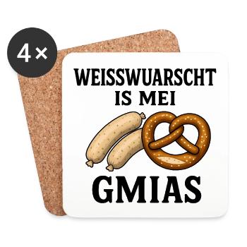 Weisswuarscht is mei Gmias - Untersetzer (4er-Set) - Weiß - Vorne