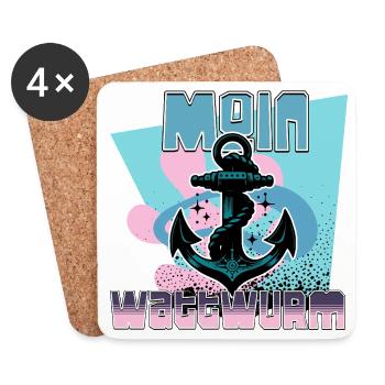 Maritime Anchor with Rope Design - Coasters (set of 4) - white - Front