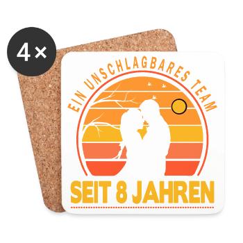 8 Jahre Beziehung Jahrestag Hochzeitstag - Untersetzer (4er-Set) - Weiß - Vorne