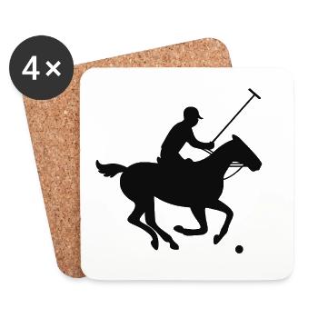 Galoppierender Jockey Silhouette Design - Untersetzer (4er-Set) - Weiß - Vorne