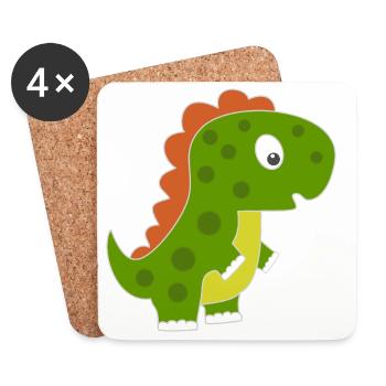 Verspielter Dino mit buntem Rücken - Untersetzer (4er-Set) - Weiß - Vorne