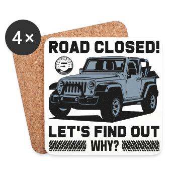 Conception Jeep sur route fermée - Dessous de verre (lot de 4) - blanc - Devant