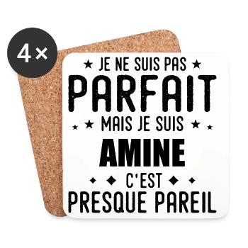 Amine : authentique, imparfait, top, perfection - Dessous de verre (lot de 4) - blanc - Devant