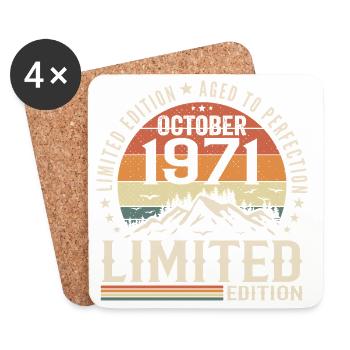 Né en octobre 1971 - cadeau millésime Octobre 1971 - Dessous de verre (lot de 4) - blanc - Devant