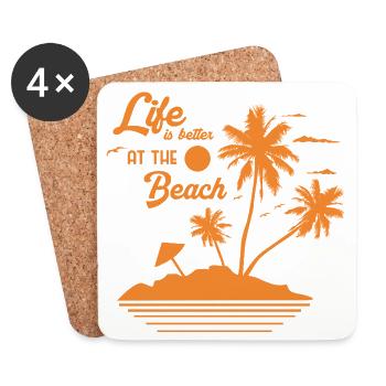 Sunset on Palm Beach - Coasters (set of 4) - white - Front