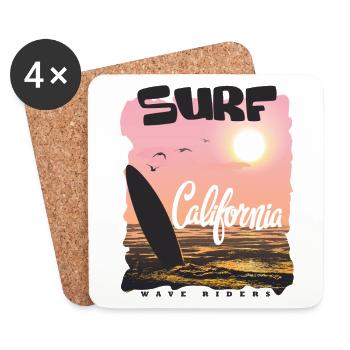 California Surfer Sonnenuntergang - Untersetzer (4er-Set) - Weiß - Vorne