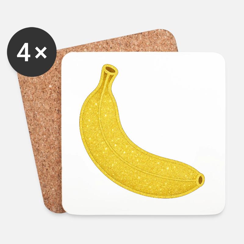 Glitzernde Bananen-Illustration - Untersetzer (4er-Set) - Weiß
