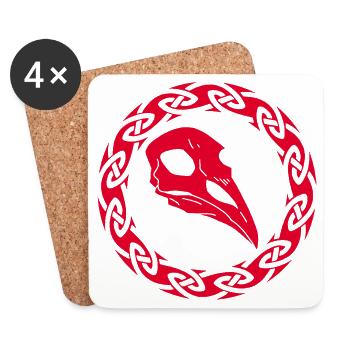 Red Viking Raven Skull - Coasters (set of 4) - white - Front