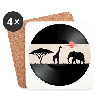 African Sunset Vinyl Record - Coasters (set of 4) - white - Front