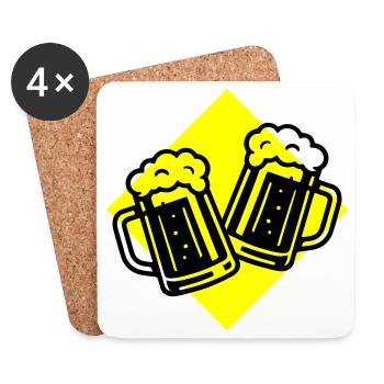 Bier Anstoßen Bierkrug - Untersetzer (4er-Set) - Weiß - Vorne