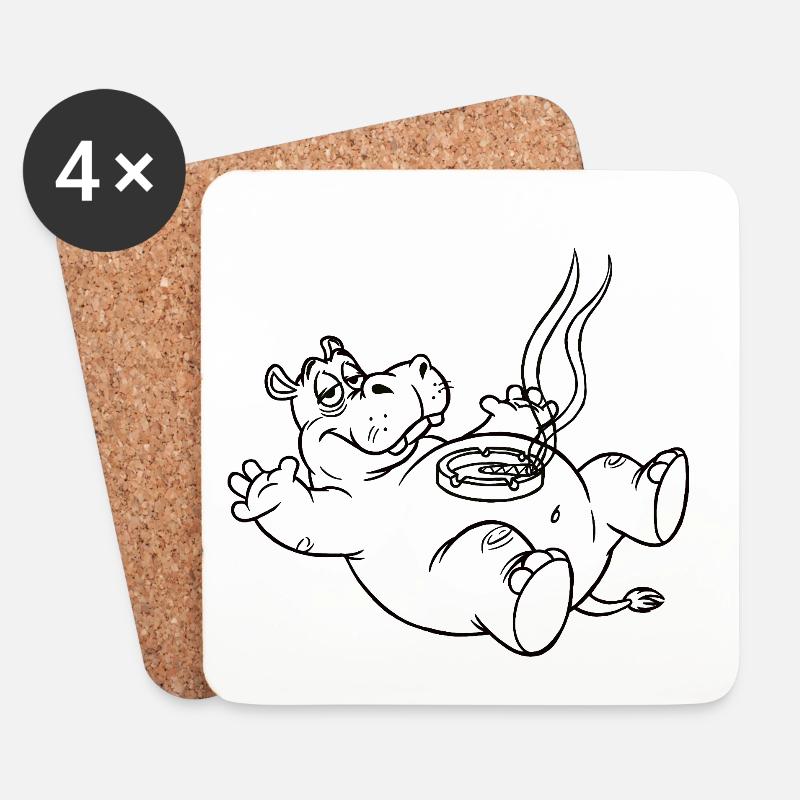Witziges Hippo - Untersetzer (4er-Set) - Weiß