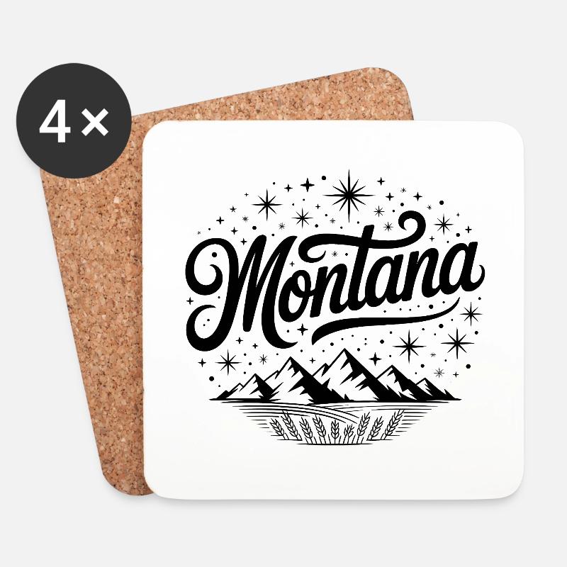 Montana - Souvenir USA State Design - Untersetzer (4er-Set) - Weiß