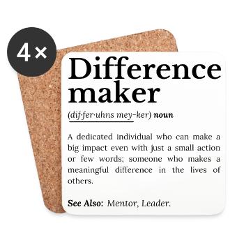 Difference Maker – Citation inspirante - Dessous de verre (lot de 4) - blanc - Devant