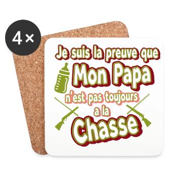 Humour Paternité Papa La Chasse - Dessous de verre (lot de 4) - blanc - Devant