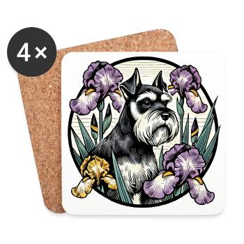 Scholarly Schnauzer Floral Portrait - Coasters (set of 4) - white - Front
