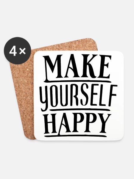 Make yourself happy Self-discovery & bliss - Coasters (set of 4) - white