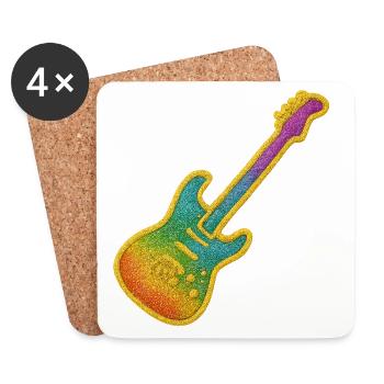 Bunter Glitter-Gitarrenrock Design - Untersetzer (4er-Set) - Weiß - Vorne